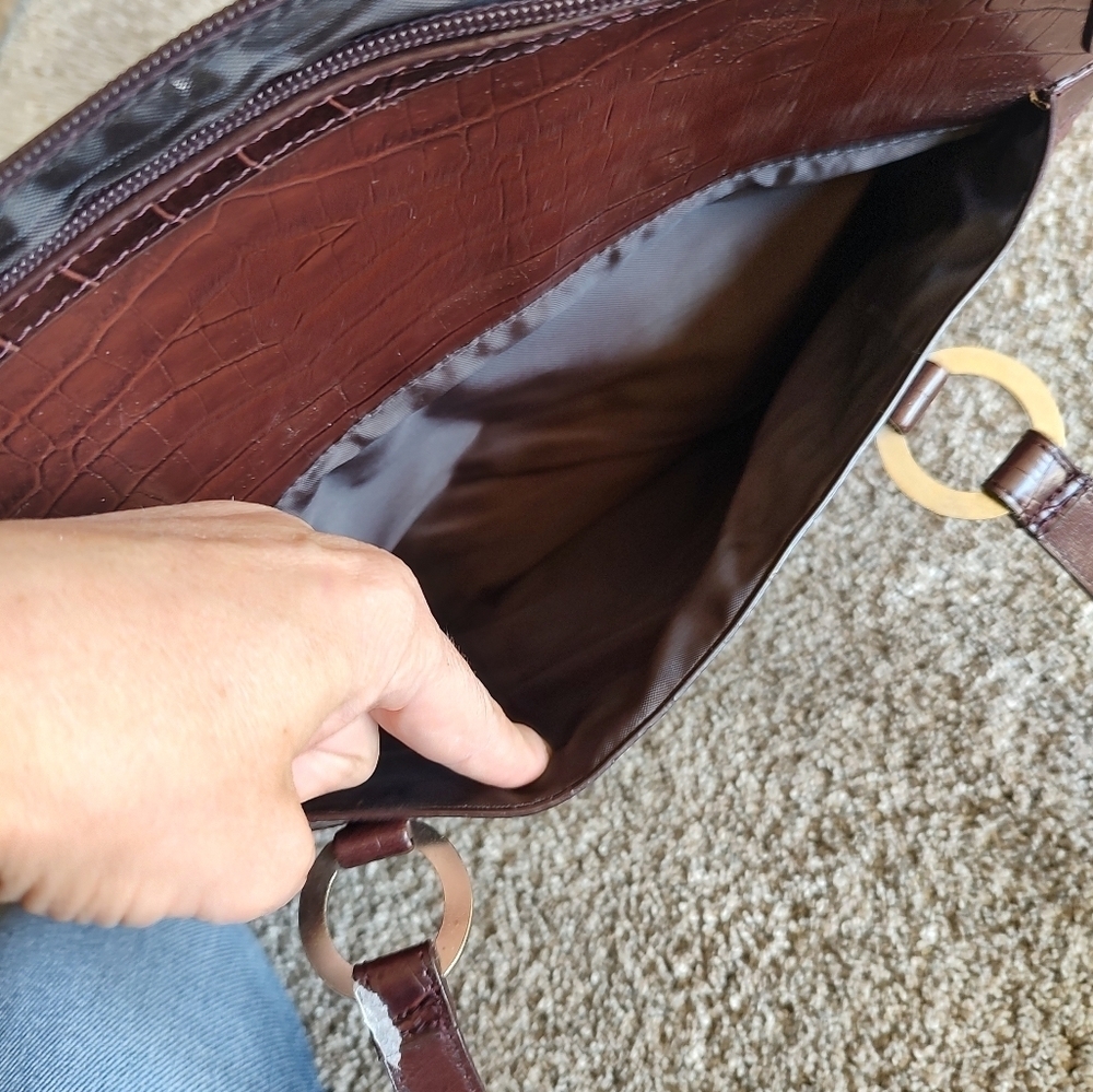 Coldwater Creek Brown Faux Leather Computer Laptop Briefcase Bag NWT! - Picture 9 of 16